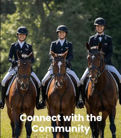 Connect with the Community feature tile with three riders on horseback